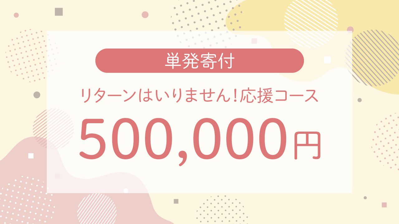 単発寄付 500,000円・リターンはいりません！応援コース