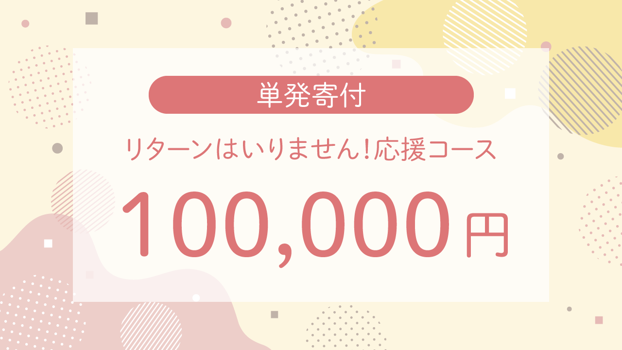 単発寄付 100,000円・リターンはいりません！応援コース