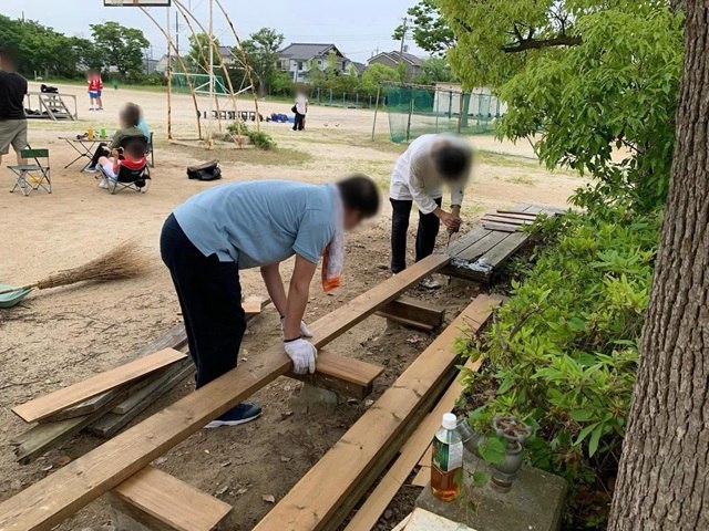 南中お助け隊による環境整備活動での修繕作業