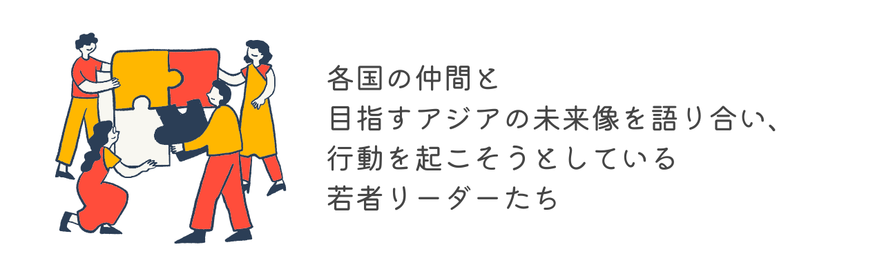 各国の仲間と目指すアジアの未来像を語り合い、行動を起こそうとしている若者リーダーたち
