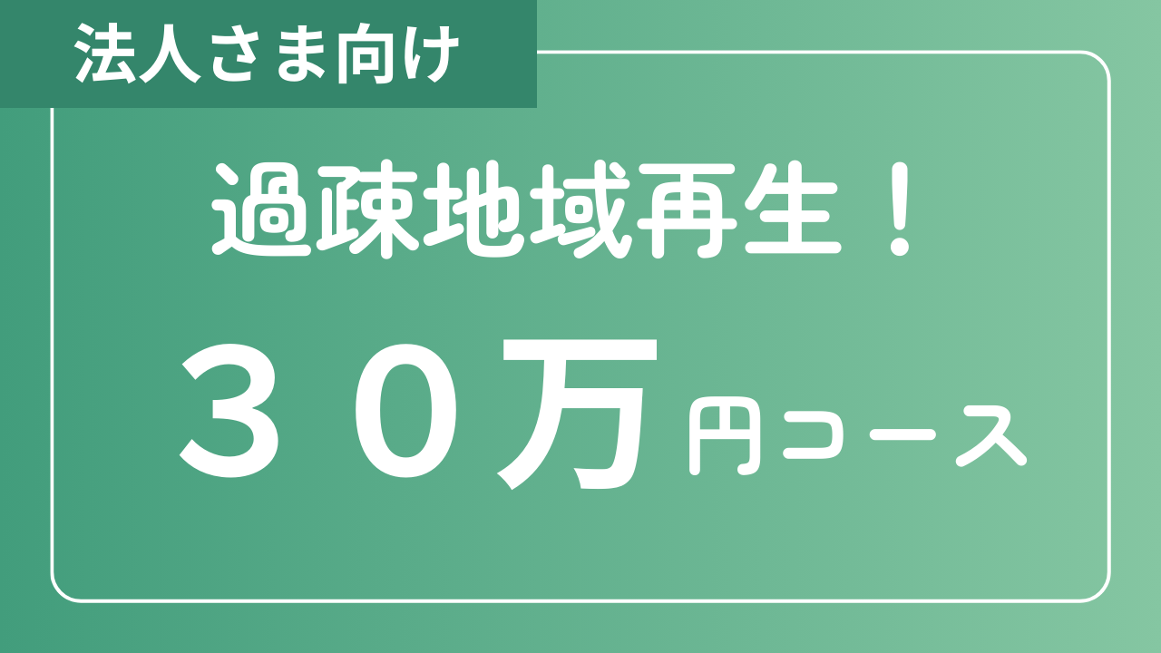 【法人さま向け】過疎地域再生!30万円コース