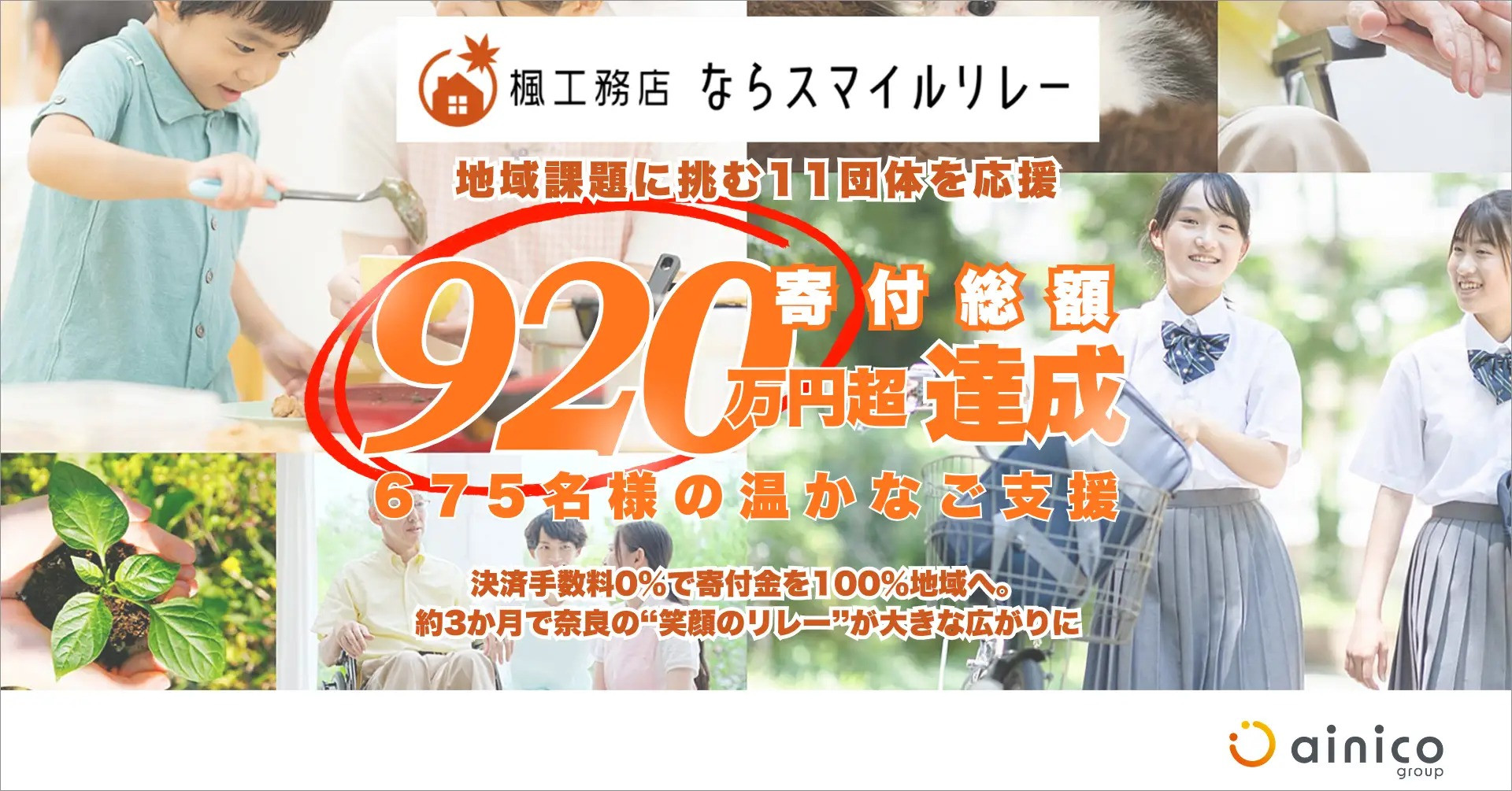 【寄付総額920万円超・675人の支援】奈良の地域課題に挑むNPOを応援するクラウドファンディング「楓工務店 ならスマイルリレー」終了
